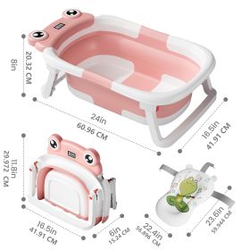 Baby Bathtub , Foldable Baby Bath Tub With Soft Floating Cushion & Thermometer , Collapsible Portable Travel Baby Bath Tub (Option: Foldable Baby Bath Tub Pink)